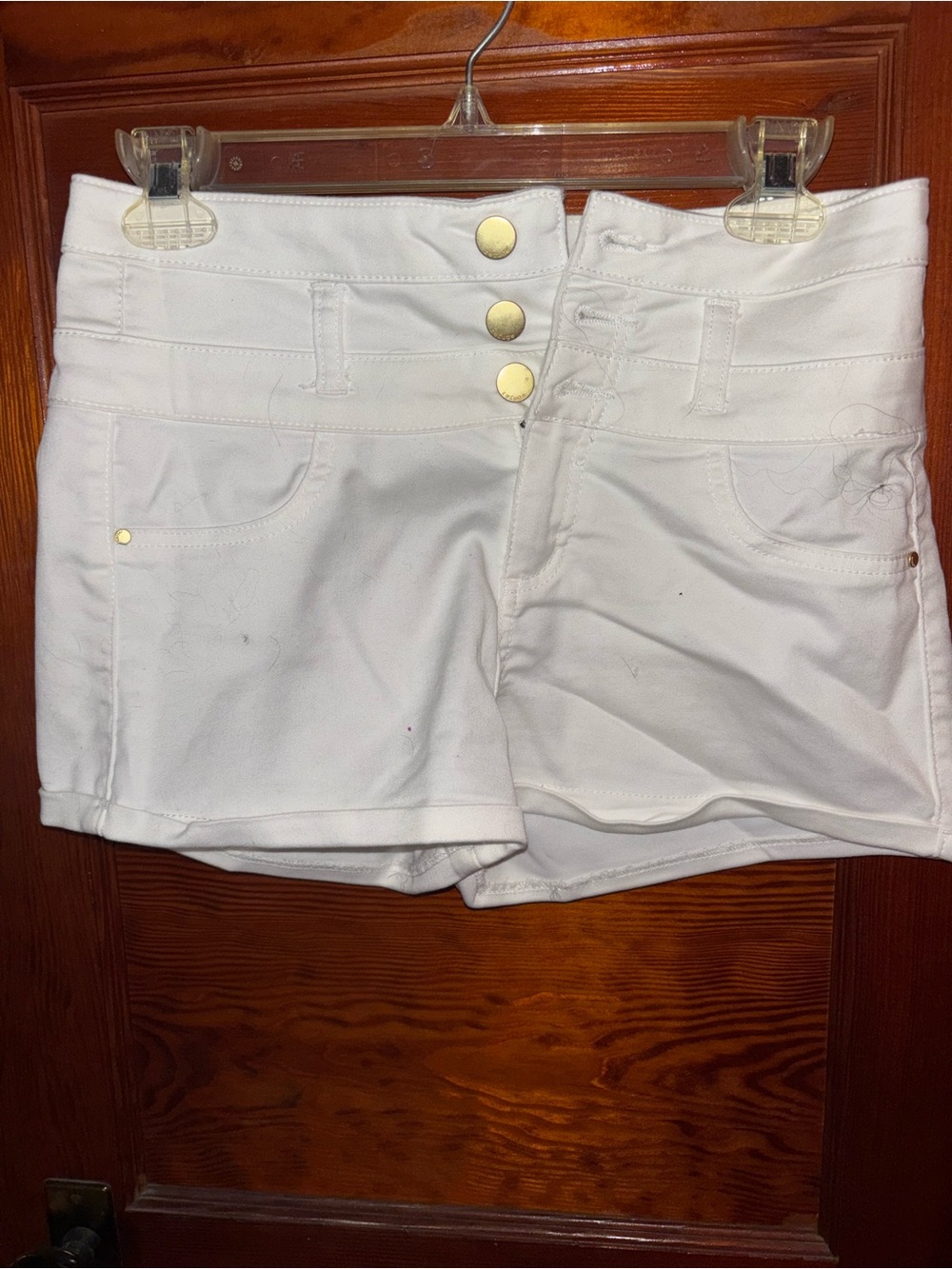 Women’s High-Waist White Button-Front Shorts